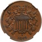 1864 2C. Sm Motto NGC AU53 BR