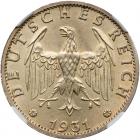 Germany. 3 Reichsmark, 1931-J NGC MS64