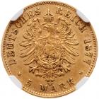 German States: Saxony. 5 Marks, 1877-E NGC AU50 - 2