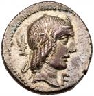 L. Calpurnius Piso Frugi. Silver Denarius (3.48 g), 90 BC EF