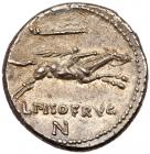 L. Calpurnius Piso Frugi. Silver Denarius (3.48 g), 90 BC EF - 2