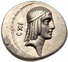 C. Piso L.f. Frugi. Silver Denarius (3.84 g), 61 BC About EF