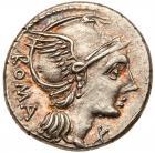 L. Flaminius Chilo. Silver Denarius (3.89 g), 109-108 BC Superb EF