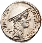 Cn. Plancius. Silver Denarius (3.58g), 55 BC. Nearly Mint State