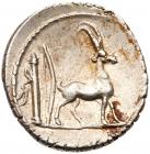 Cn. Plancius. Silver Denarius (3.58g), 55 BC. Nearly Mint State - 2