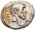 2200C. Antius C.f. Restio. Silver Denarius (3.61g), 47 BC. Superb EF