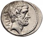 Marcus Junius Brutus. Silver denarius (3.88g), 54 BC Choice VF