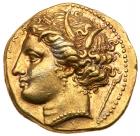 Sicily, Syracuse. Hiketas II. Gold 60 Litrae or Dekadrachm (4.26 g). 287-278 BC.