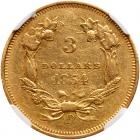 1854-O $3 Gold NGC AU55 - 2