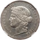 Switzerland. 5 Francs, 1892-B NGC AU53