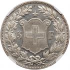 Switzerland. 5 Francs, 1892-B NGC AU53 - 2