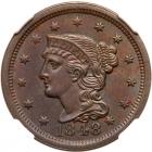 1848 N-1 R1 Repunched Date NGC graded MS63 Brown