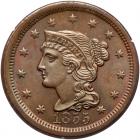 1855 N-4 R1 Upright 5's PCGS graded MS64 Brown, CAC Approved