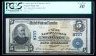 1902, $5 National Bank Note. The Union NB, Scranton, PA. Charter #8737. PCGS Very Fine 30 Apparent