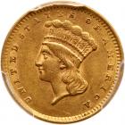 1856 $1 Gold Indian. Slanting 5 PCGS AU58