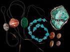 Collection of Southwest Indian Jewelry, Including Monumental Sterling & Turquoise Cuff, 3 Bolos and 1 Turquoise Necklace