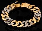 Very Appealing Lady's 14K Yellow and White Gold Link Bracelet with Pave Diamonds