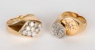 Two Lady's 14K Yellow Gold and Diamond Cluster Rings