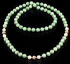 Striking Jade Bead Necklace Accented With 14K Yellow Gold Beads and Pearls