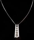 Striking Ladies Contemporary 14K White Gold and Diamond Pendant Necklace