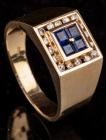 Gentleman's 14K Yellow Gold Ring Accented in Sapphires and Diamonds