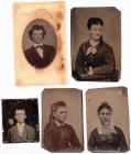 Five Tintypes -- Three of Women and Two of Men