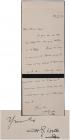 Wells, H. G. Handwritten Note, Signed: Author of The Time Machine, Island of Dr. Moureau, and War of the Worlds