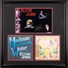 Elton John Autographed Collage Presentation: Madman Across The Water & Goodbye Yellow Brick Road Album Covers & Photo