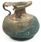 Roman Bronze Squat Oinochoe with Grape Leaf Handle