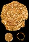 Greek; Two Ancient, High Karat Gold Adornments; Rare Roundel and Earring