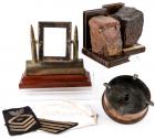 WW II Relics: Ludendorff Bridge, Bullet Frame, Mortar Shell Ash Trays, French Parachute Sample, Bullion Rank Badge