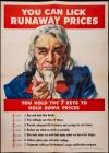 Vintage, Original WWII Poster of Uncle Sam Saying, "You Can Lick Runaway Prices" by James Montgomery Flagg, 1942