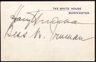 Truman, Harry and Bess - Signed White House Card