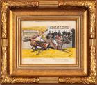 Original Watercolor, Gouache and Ink Illustration, 1896 Epsom Derby Winner, "Persimmon," Owned by Prince of Wales