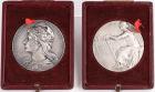 Two Outstanding Commemorative Silver French Medals, Ca. 1930s in Original Cases With Stunning High Relief Designs