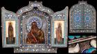 Exceptional Russian Silver Gilt and Cloisonne Triptych, Cyrillic Makers Marks: (Raised) 'AK', 84, Right Facing Kokoshnik.