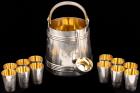 Fourteen Piece Russian Silver and Gilt Vodka Bucket and Cup Set, ca. Late 19th or Early 20th Century