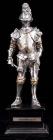 Finely Detailed Modern Sterling Silver Knight Figure in 14th Century Armor on Base Crafted in Italy