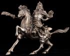 Magnificent Guan Gong Yu Warrior on Horse Brass/ Antique Silver Wash Sculpture