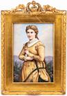 Beautiful, Large 19th Century KPM Hand Painted Porcelain Plaque in Antique Gilt Wood Frame