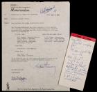 Paul Haney; "The Voice of NASA" 16 Handwritten Transcribed Notes While Armstrong & Aldrin On Moon, + Press Pool Memo