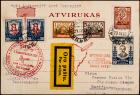 1932 Fourth South America Zeppelin Flight Card, Lithuania Despatch, Sieger 157 Var