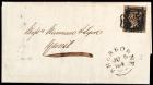 1840, 1d Black, Plate 10, on Folded Letter