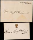 Harding, Warren G. -- White House Card Signed as President, and Florence Kling Harding - 2