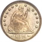 1874 Liberty Seated 25C. Arrows PCGS Proof 64