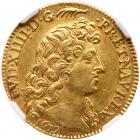 France. 1 Louis D'or a la tete virile, 1679-A (Paris) NGC AU58