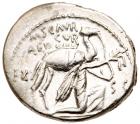 M. Aemilius Scaurus and Pub. Plautius Hypsaeus. Silver Denarius (3.98 g), 58 BC