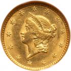 1849 $1 Gold Liberty. Open Wreath NGC MS64