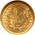 1849 $1 Gold Liberty. Open Wreath NGC MS64 - 2