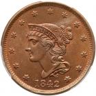 1842 N-3 R3 Large Date PCGS graded MS64 Red & Brown, CAC Approved